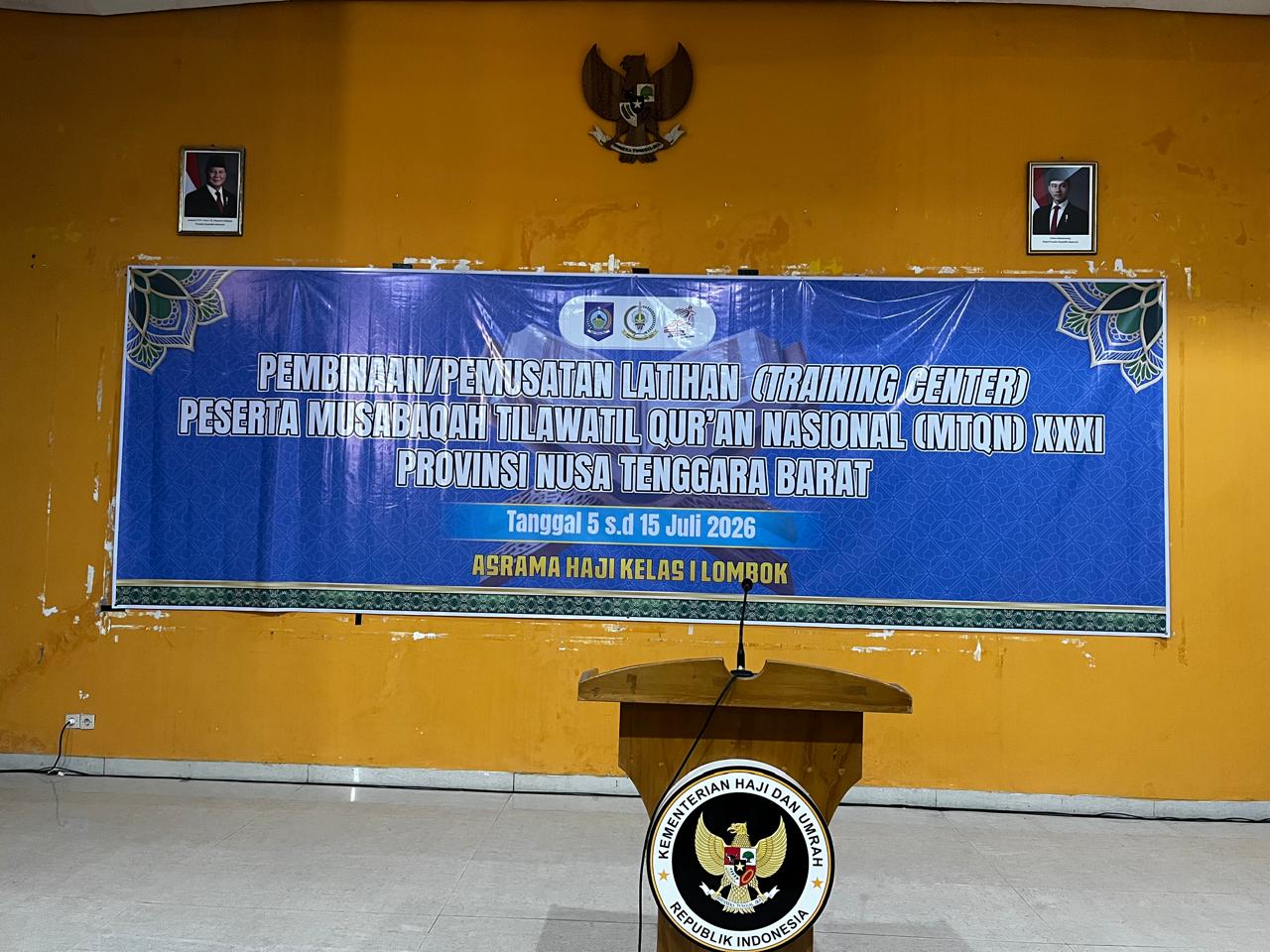 Pembinaan/Pemusatan Latihan (Training Center) Peserta Musabaqah Tilawatil Qur’an Nasional (MTQN) XXXI Provinsi Nusa Tenggara Barat di Asrama Haji Kelas 1 Lombok